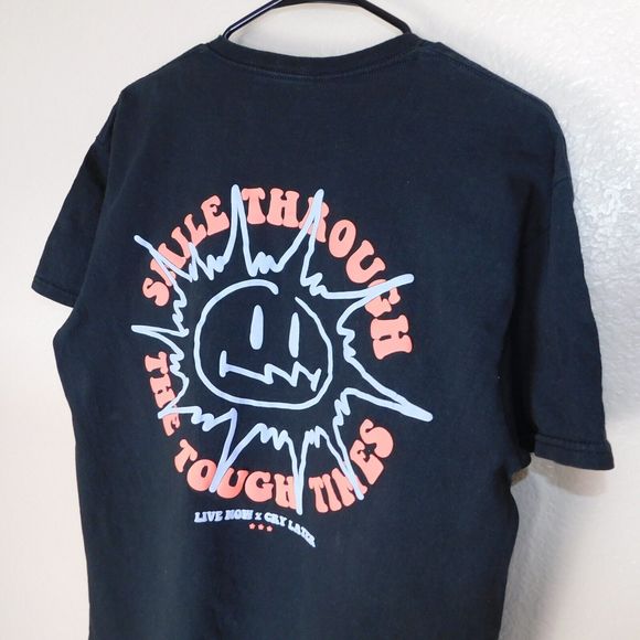 PacSun Puff Print Tee Shirt Adult L Live Now x Cry Later Black Short Sleeve Logo - Picture 4 of 9